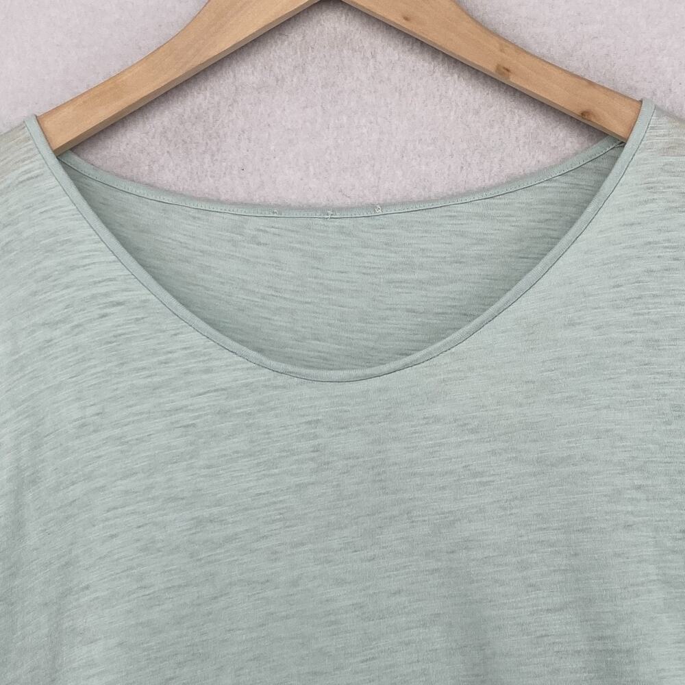 EILEEN FISHER Top M Slub Organic Cotton Jersey Scoop Neck Dolman Sleeve Green - Picture 4 of 11